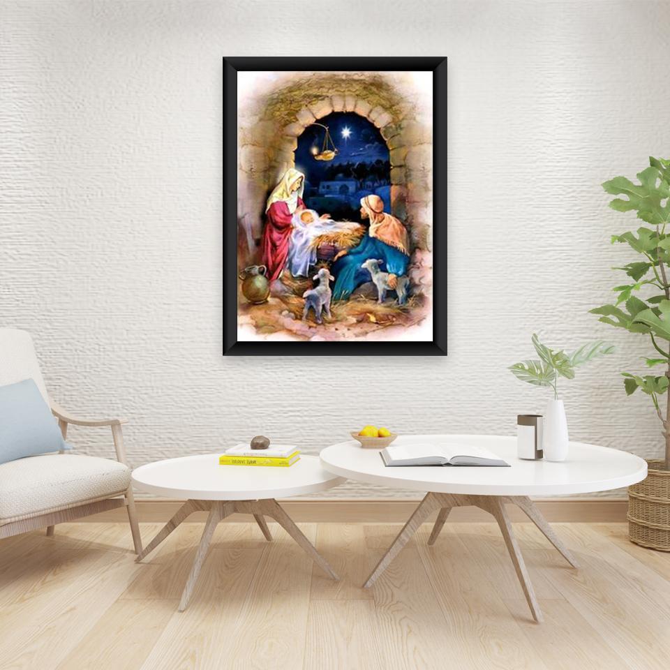 DIY 5D diamantmaleri helrundt borekorsstingsett Diamantbroderi Religion Mosaikk Portrett Hjemmedekor Veggkunstgave