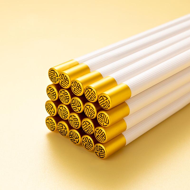2/5 Pairs Reusable Chopsticks Japanese Chinese Style Healthy Alloy Chopsticks White Gold Food Chop Sticks Tableware