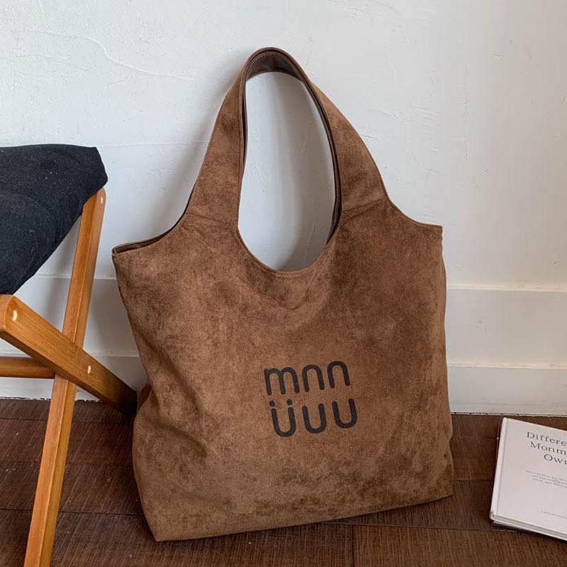 Suede bag women's large capacity autumn and winter versatile shoulder bag retro commuter tote bag