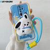 KEYSION Cute 3D Cartoon Plush Case for OPPO A9 2020 with Lanyard Soft Silicone Shockproof Phone Cover for OPPO A5 A9 2020