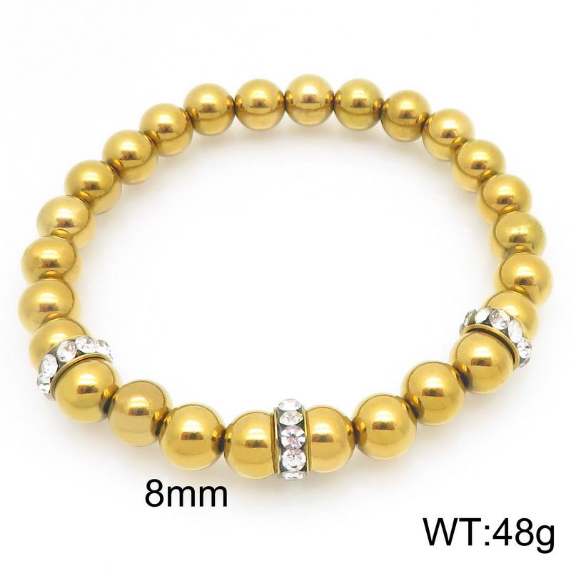 Stainless Steel Beaded Bracelet for Women Men Rhinestone Decor Stretch Fashion Jewelry Party Daily Accessory Gift