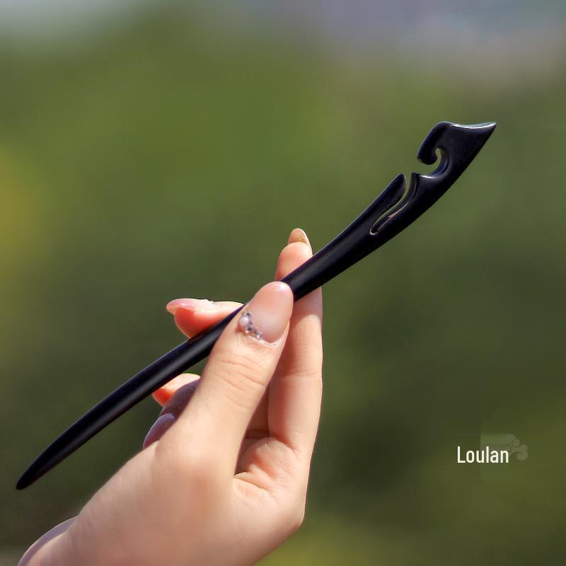 

Заколка для волос из натурального черного дерева высокого класса - Удлиненный китайский древний стиль, аксессуар для черного пучка волос