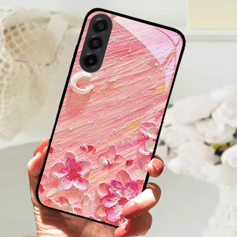 For Samsung Galaxy S25FE Case Fashion Lion Flower Tempered Glass Shockproof Bumper Cover For Galaxy S25 S 25 FE Camera Protector