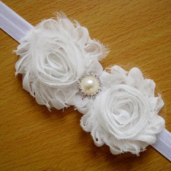 Baby Kleinkind Mädchen Strass Faux Perle Blume Stirnband Haarband Kopfschmuck für den täglichen Gebrauch