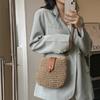 Simple Color Blocked Women Casual One Shoulder Grass Woven Bag For Daily Use And Beach Outings