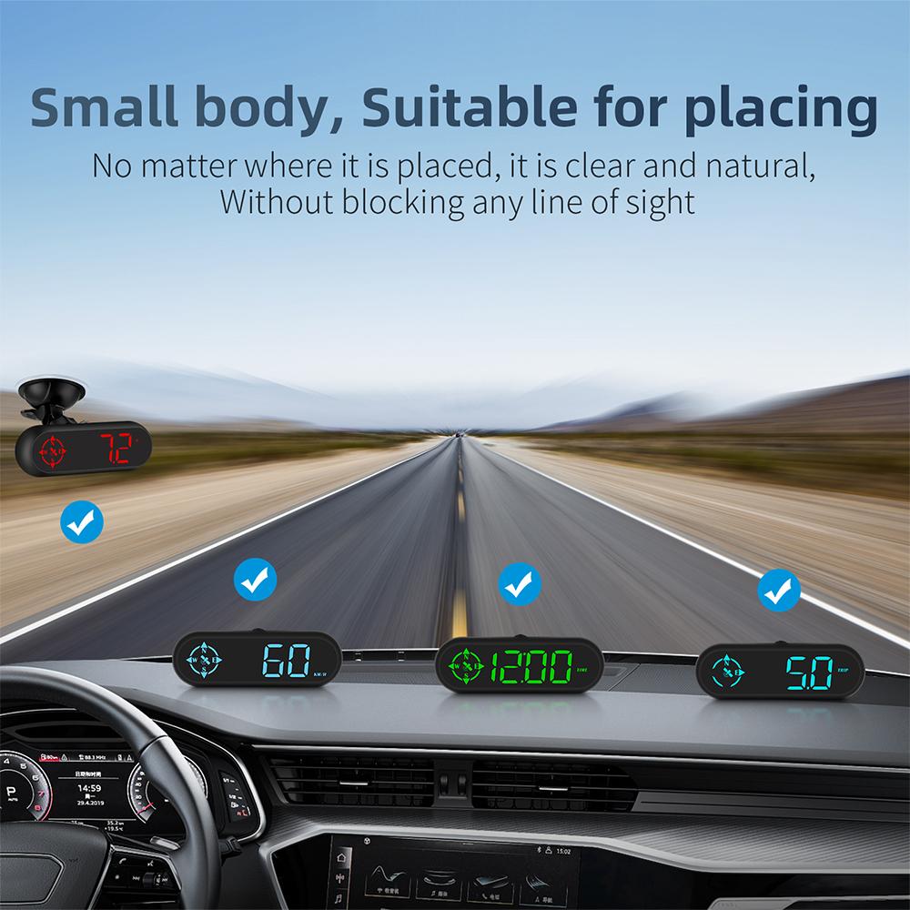 Digital Car Head Up Display HUD Speedometer Multi-functions GPS Compass RGB LED Odometer Over Speed Alarm Accessories for Truck