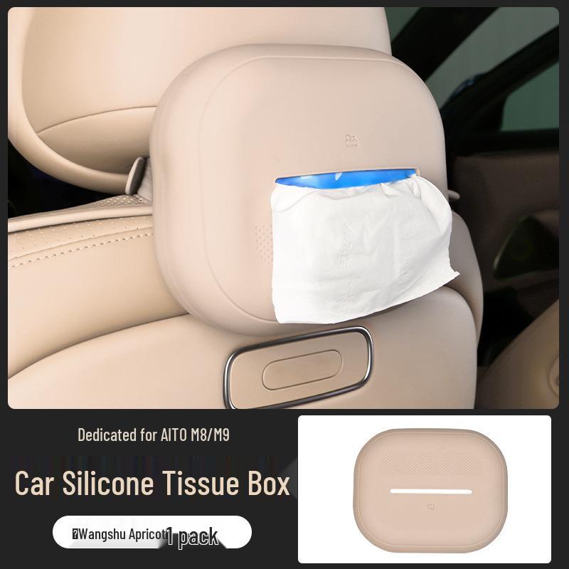 Silicone Armrest Tissue Box for AITO M9 - Car Seat Back Tissue Holder