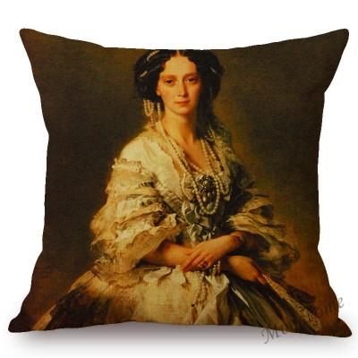 Franz Xaver Winterhalter Rococo Royal Court Princess Queen Beautiful Lady Portrait Oil Painting Sofa Pillow Case Cushion Cover