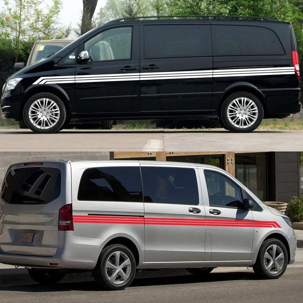 2pcs Car Long Side Waist Line Stripe Vinyl Stickers Auto Decoration DIY Accessories For Benz Vito V Class Viano W447 W638 W63