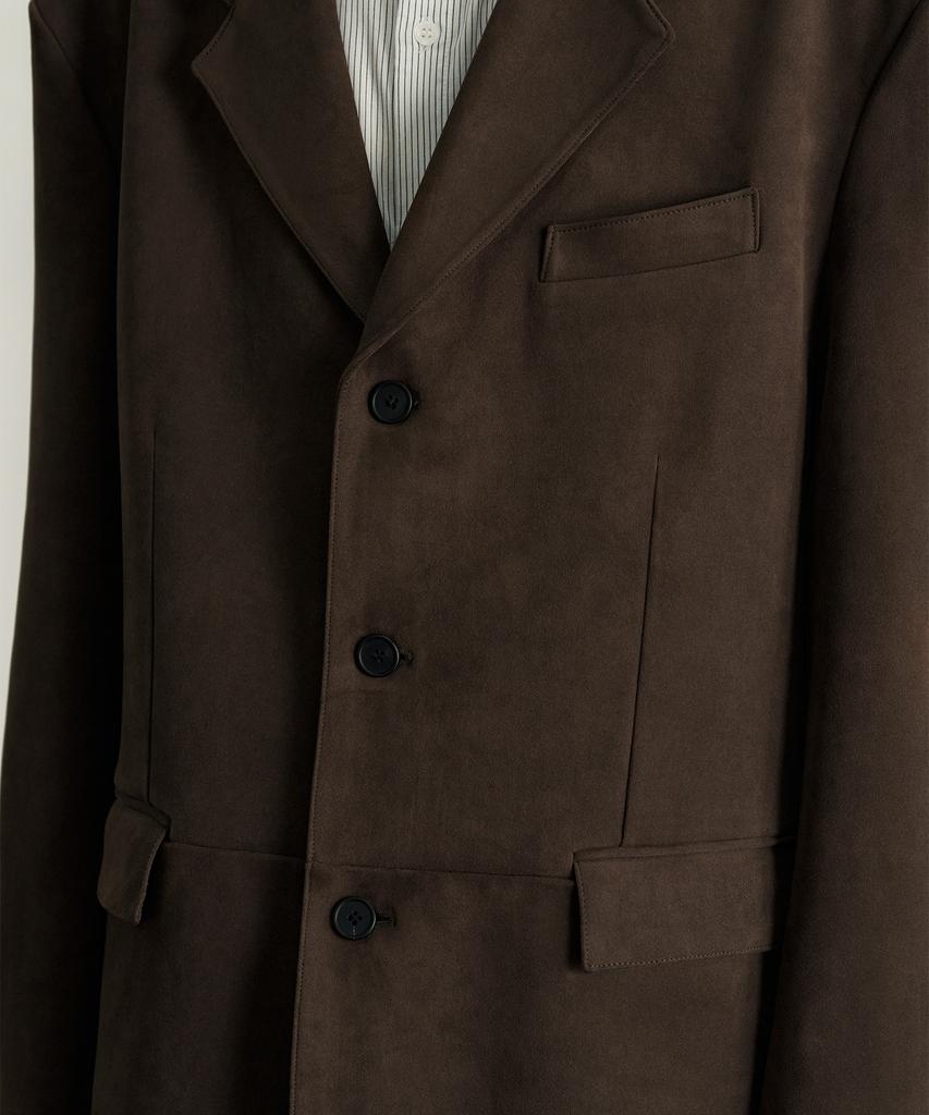 Rotember Tailored Suede Three-Button Blazer [Dark Brown]