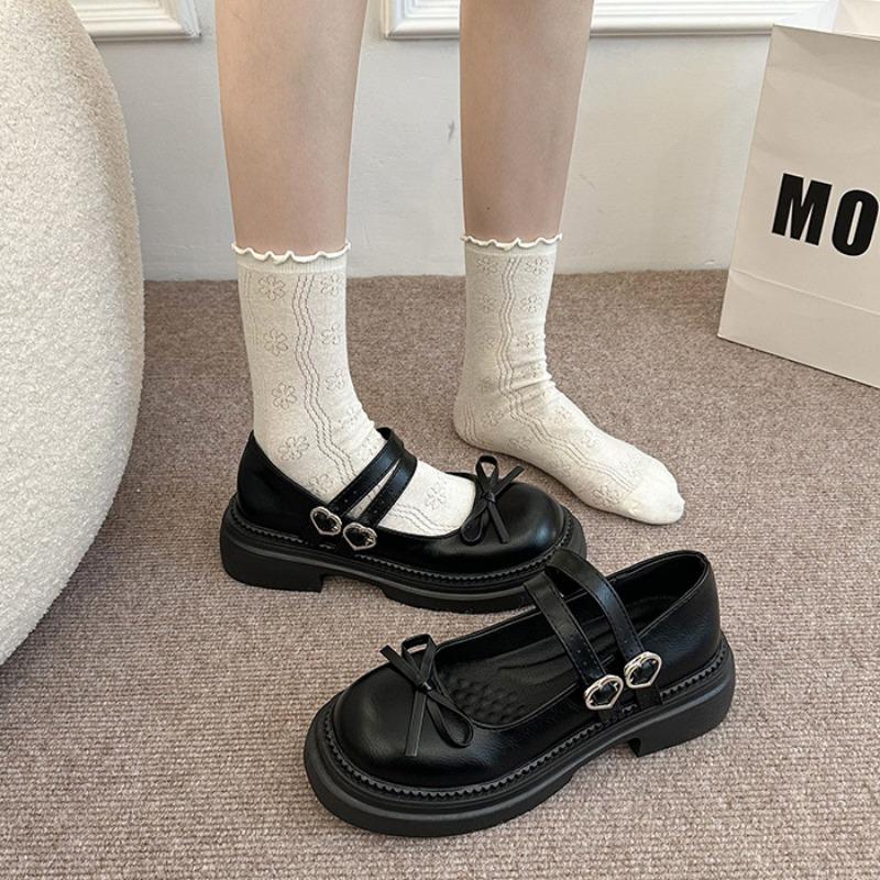 

Маленькие кожаные туфли женские новые летние ретро платформа студенческий стиль Мэри Джейн одинарные туфли с юбкой круглый носок 39 матовый черный