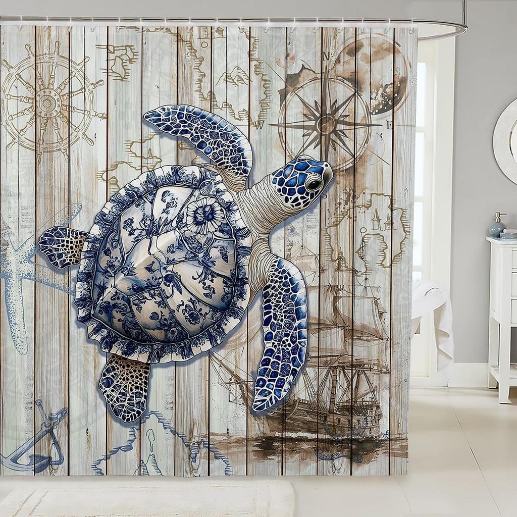 Funny Swimming Dog Fabric Shower Curtain Cute Pet Shower Curtain for Kids Ocean Theme Bathroom Waterproof Accessories with