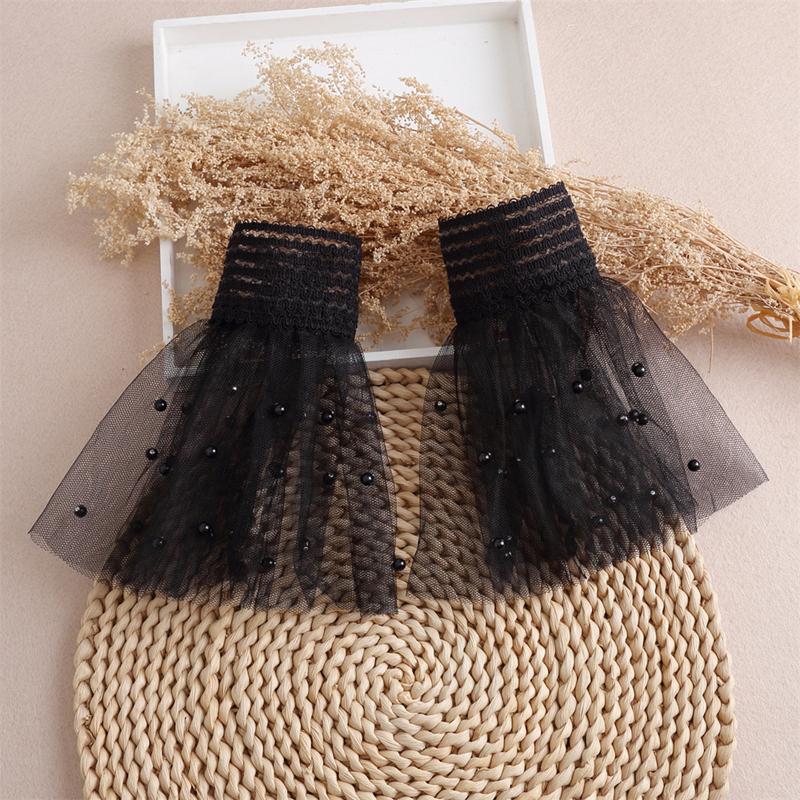 Perfect Match Detachable Lace Short Pearl Fake Flared Sleeves Mesh Decoration Fake Cuffs Sweater Blouse Wrist Cloth Accessories
