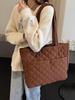 Large Diamond Lattice Cotton Padded Women's Tote – Autumn/Winter Casual Fashion Handbag