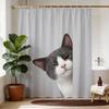 Cute Cat Peekaboo Shower Curtain Machine Washable All Season Waterproof Privacy Protection Animal Design Fun Easy Toclean12Hooks