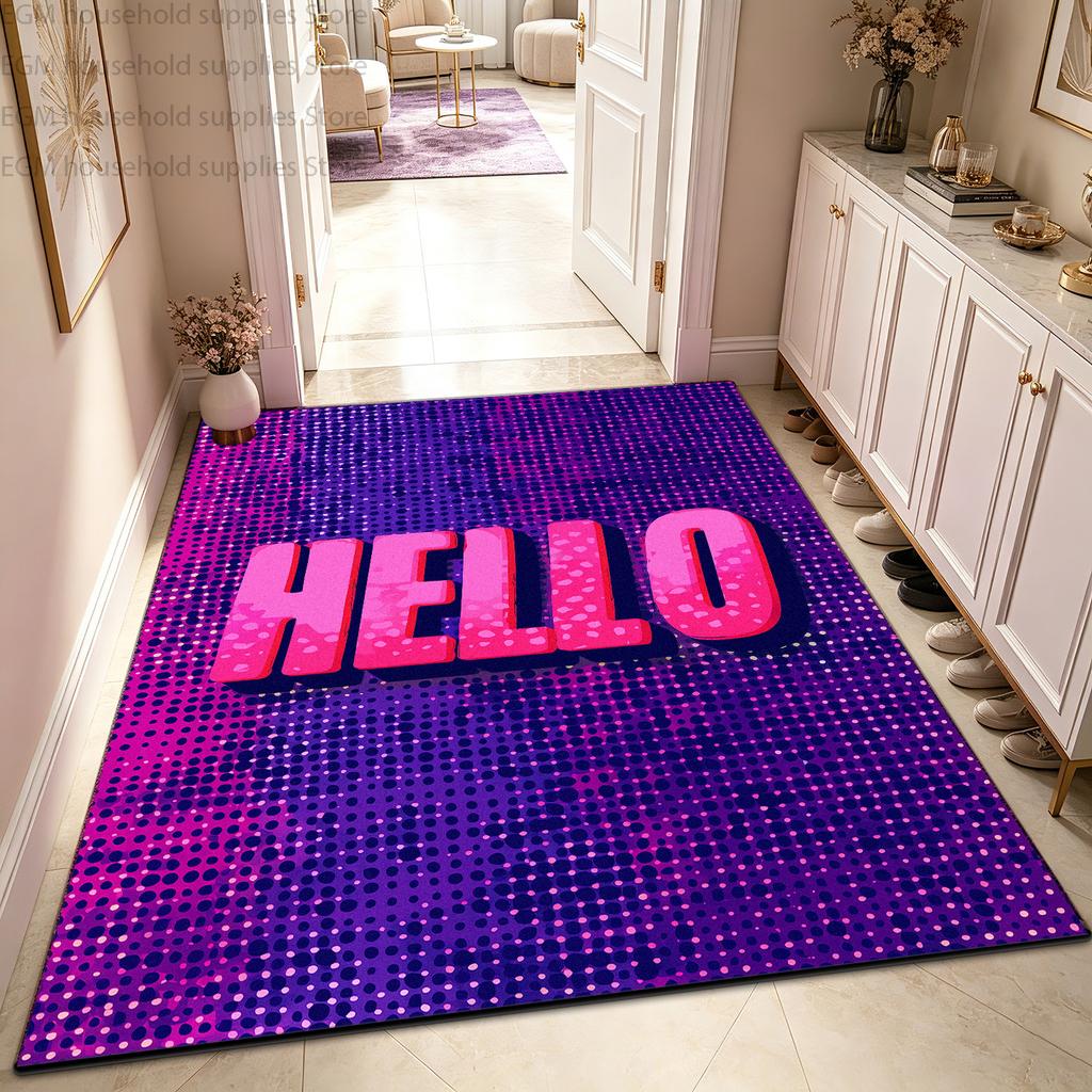Trendiger Pink-Lila Königin Buchstaben-Druck Teppich Pop Art Schlafzimmer Großer Teppich Weich Rutschfest Waschbar Wohnzimmer Eingang Fußmatten
