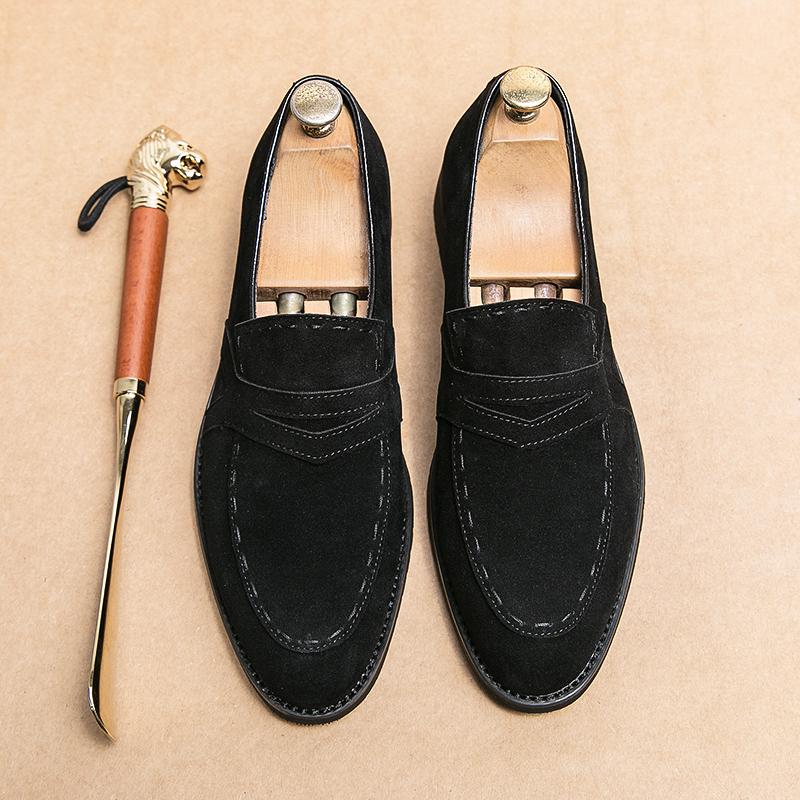 

Модные мужские замшевые кожаные мокасины Модные мягкие мужские туфли Удобные туфли для вождения Брендовая мужская повседневная обувь Мокасины с толстой подошвой 44 чёрный