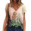 Summer V-neck 3D Loving You Printed Top Fashionable Casual Short Sleeved Women's T-shirts