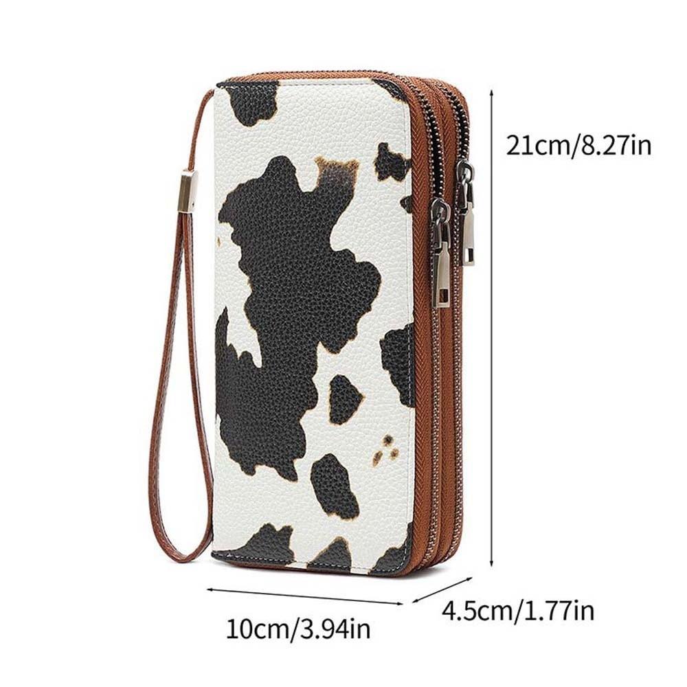 Portable Leopard Print Long Wallet PVC Stripe Multiple Cards Purse Solid Color Korean Style PU Handheld Bag Dating