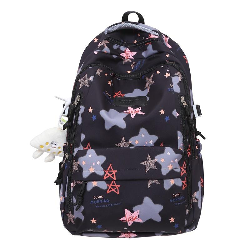Backpack Middle and high school student schoolbag Large capacity personalized girl heart print travel Outdoor leisure backpack