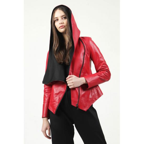 Womens Jacket Belted Plus Large Big Size Genuine Leather Women's Jacket