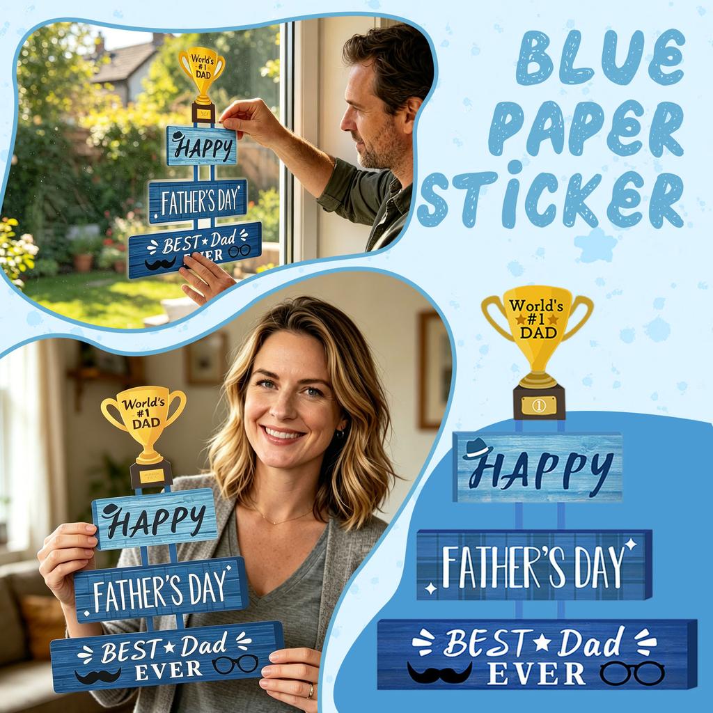 Father's Day Party Door Hanging Decoration Paper Material with Adhesive Dots and Ribbon Suitable for Indoor Use Festive Celebration Accessory