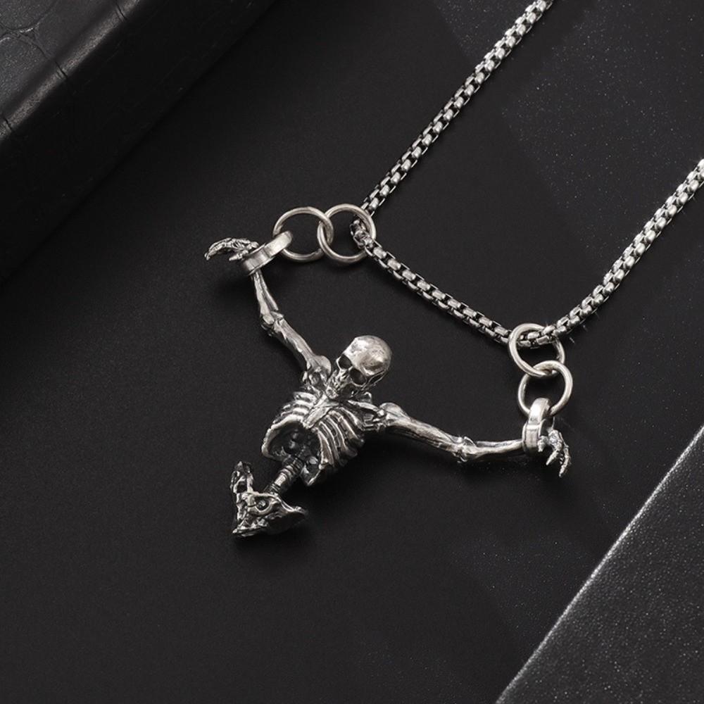 Hip Hop Skull Head Pendent Zinc Zinc Alloy Clavicle Chain Retro Men Necklace Women