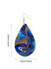 1pair Double-sided Printed Wooden Droplet Shaped Ear Drop Earrings, Suitable For Women's Daily Wear
