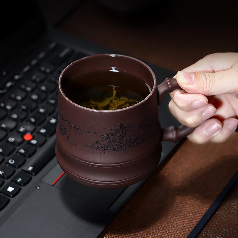 Cup, Pure Handmade Original Ore Purple Clay Bamboo Fun Cup, Kung Fu Tea Set, Men's Office Tea Steeping Cup