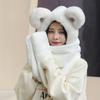 3-in-1 Teddy Bear Fur Hat Winter Set (White)