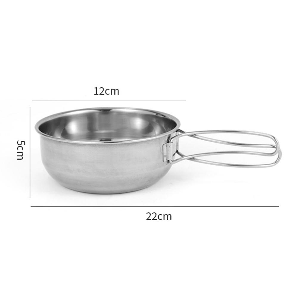 Foldable Soup Dish Bowl Stainless Steel Hiking Pot Picnic Utensils for Outdoor Camping