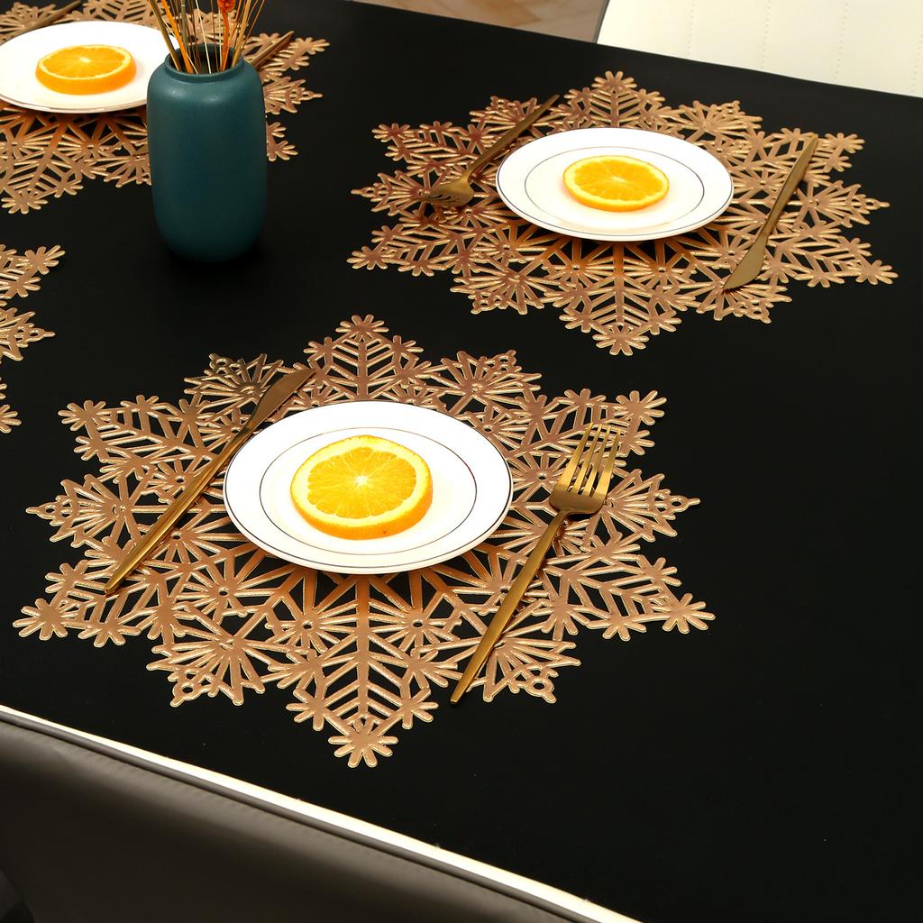Non Slip Placemat Table Mat Decorative Christmas Snowflake Cup Coaster Non Slip Hollow Out Design for Table Mat