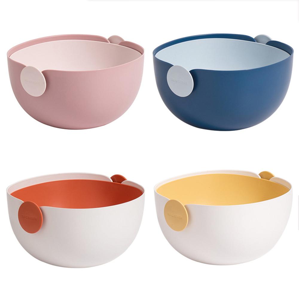 Double Draining Basket Multifunction Washing Bowl And Strainer With Handles