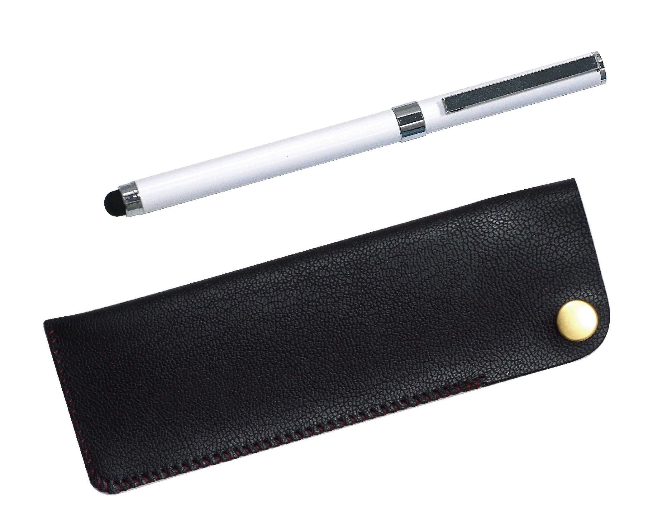 

Black horizontal snap pen case with smartphone touch screen and metal cap ballpoint pen extra set (white, 2-pack) T23-NK01B-QSJW700-W-2 білий