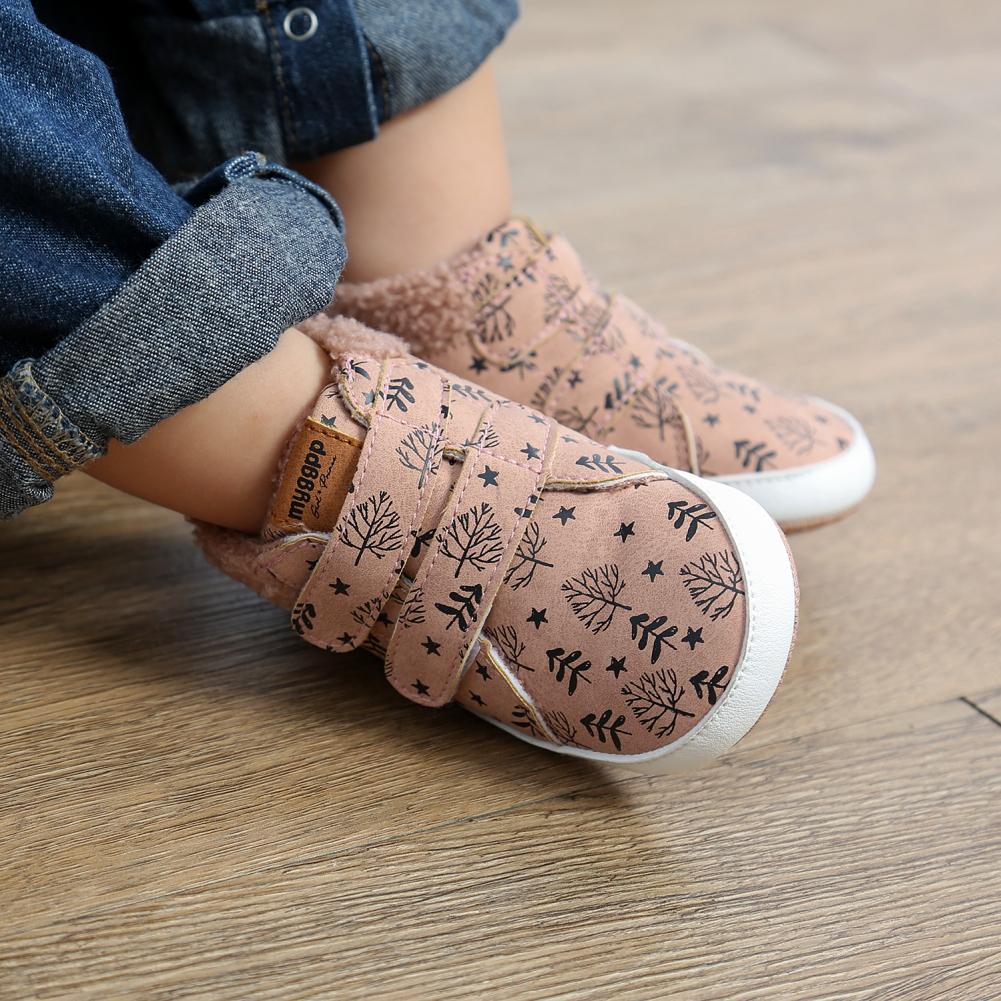Infant Baby Boys Girls High-Top Sneakers Soft Anti-Slip Sole PU Leather Warm Toddler Newborn Prewalker First Walking Crib Shoes 0-18M