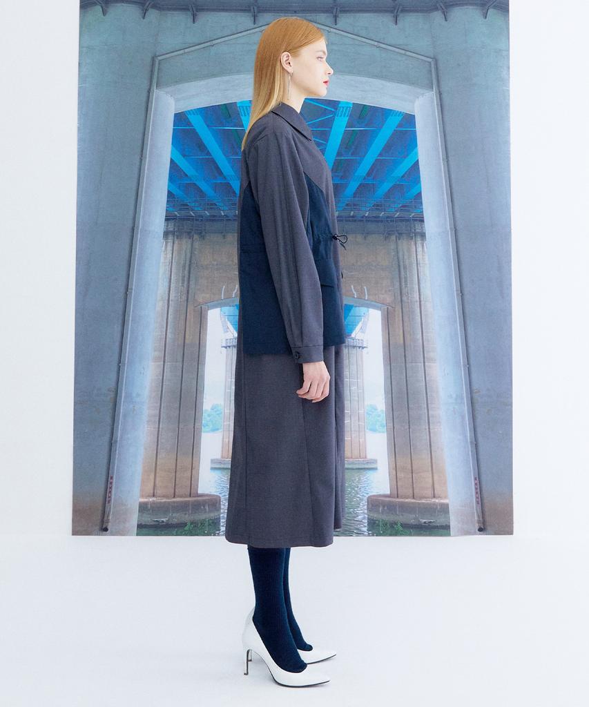 THE STUDIO K String Shirt Dress_Navy
