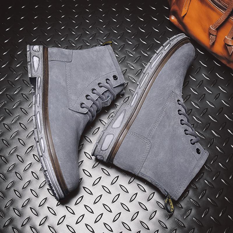 Italská móda Kůže Hovězí semiš Pánské boty Nejnovější Kulatá špička Šněrovací Nástrojové Pánské Platformové Kotníkové boty Outdoorová Luxusní Pánská obuv