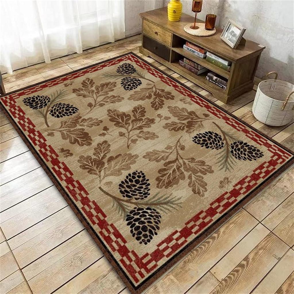 Brown Bear Area Rug Southwestern Rustic Rug,Farmhouse Wild Animal Living Room Rugs Machine Washable Maple Bear Claw Carpet