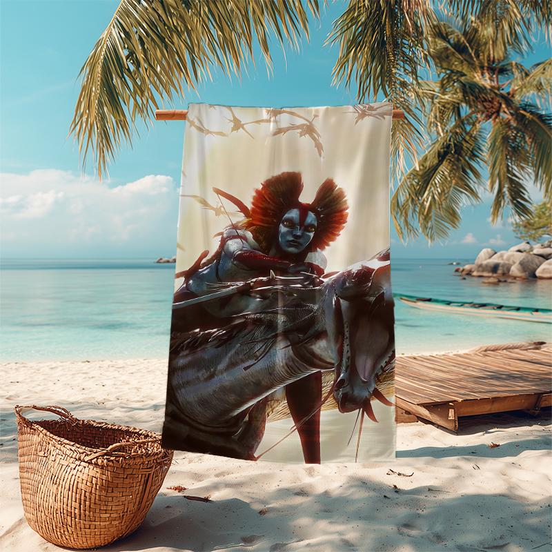 1Pc Avatar Blue Warrior Beach Towel Microfiber Beach Towel Thin Absorbent For Beach Swimming Yoga Bath Sports 0917284
