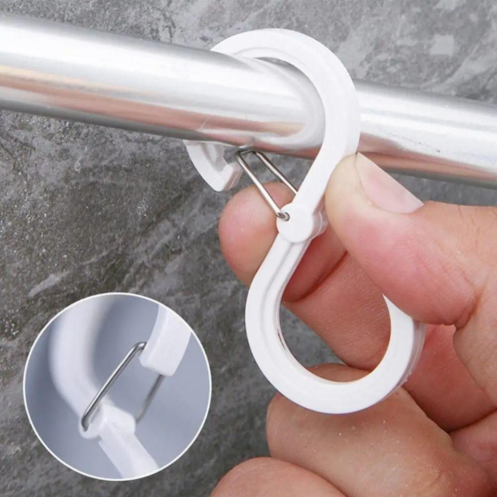 Wear-resistant Crossbar Clothes Hook S Shaped Shower Curtain Hooks Practical Windproof Lock Hook