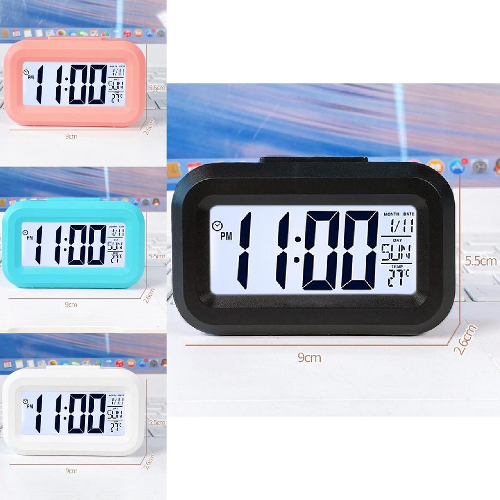 Pink Cartoon Student Timer Alarm Clock With Lcd Display Calendar Night Light For Kids