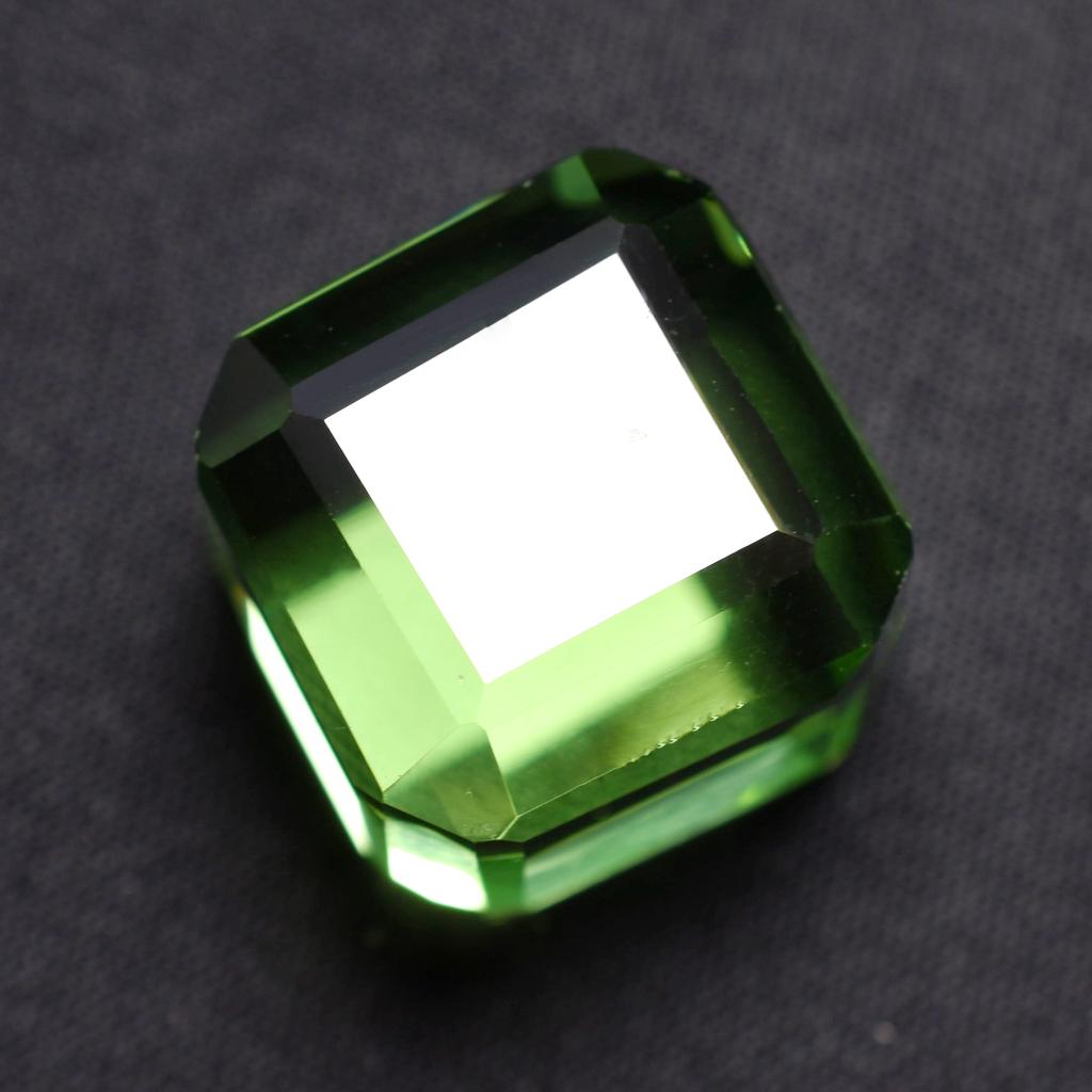 Lab-Created Green Peridot Loose Gemstone 50.47 Ct Cube Cut for Jewelry Making and Gem Collections