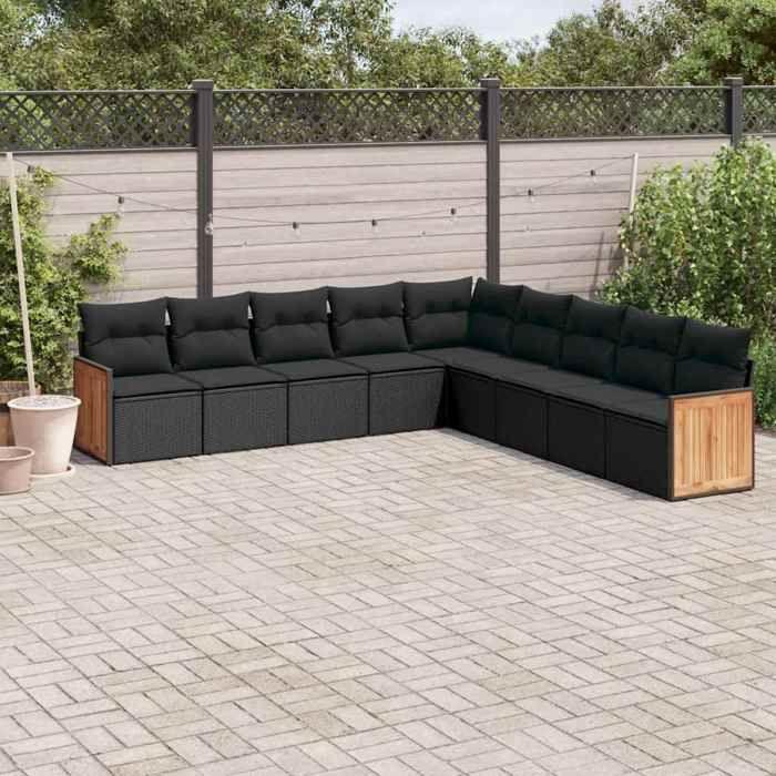 VidaXL Garden Lounge Set with Cushions 9 Pcs, Patio Sofas, Furniture Set, Outdoor Terrace Furniture, Black 3260137