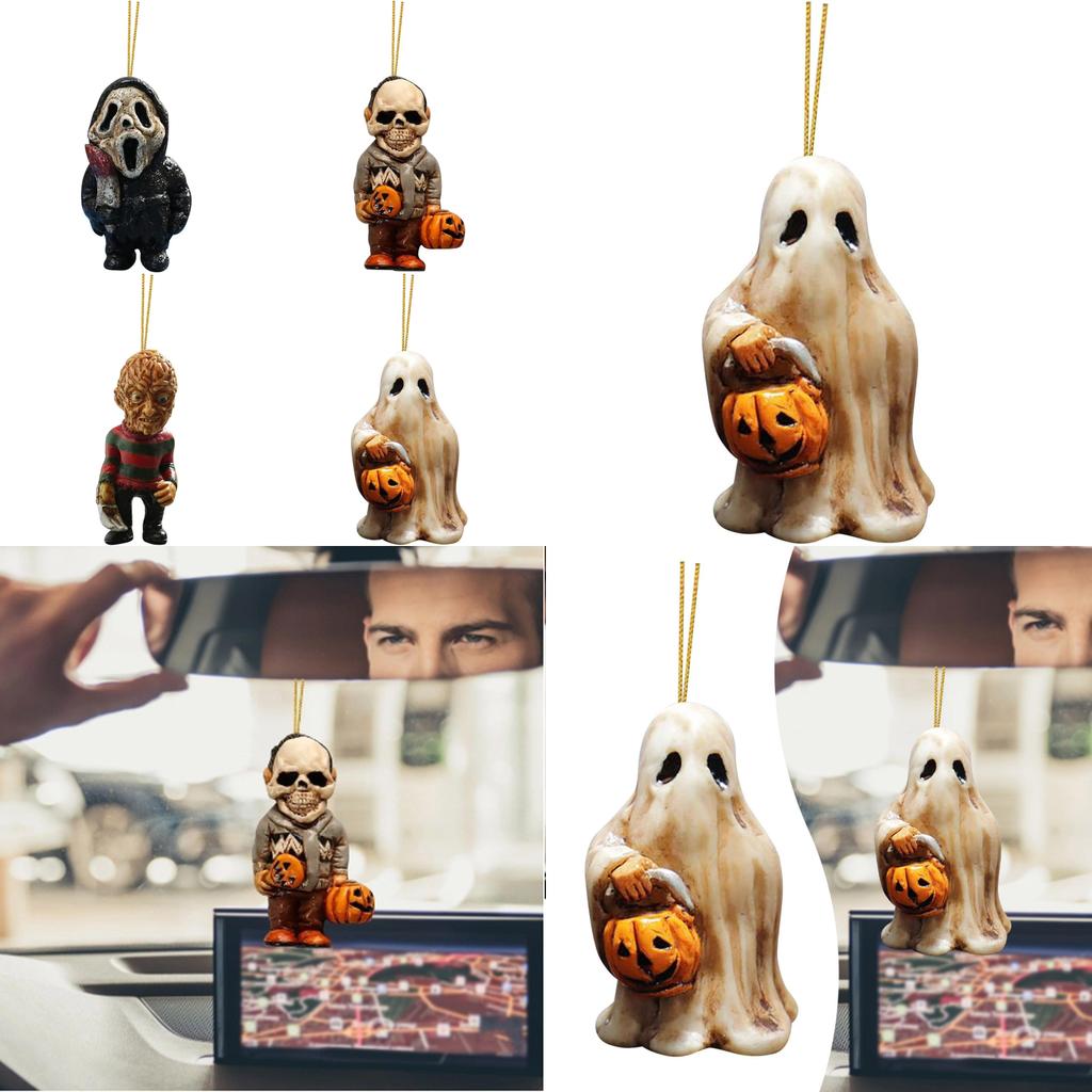 Vintage Acrylic Horror Movie Garden Gnome Rearview Mirror Decoration For Halloween