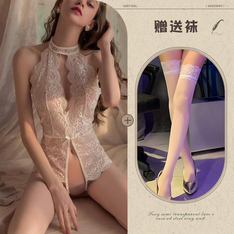 Sexy lingerie sexy teasing women open crotch lace seduction onesie free suit