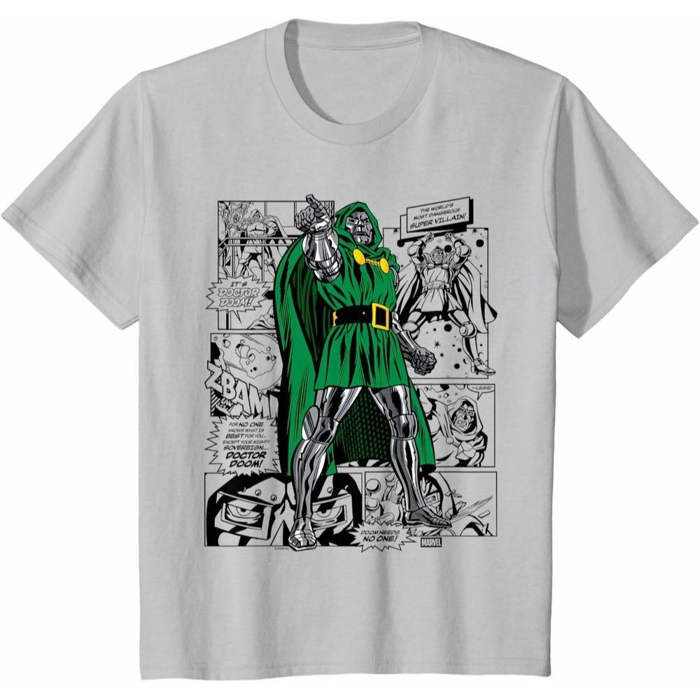 

Doctor Doom Marvel TShirt Unisex Short Sleeve Vintage Style Heavyweight Cotton Regular Fit Crew Neck Casual Top for Adult Fans S разноцветный