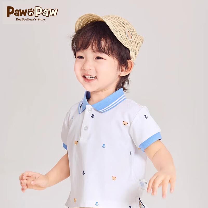 PawinPaw Boy s Cartoon Bear Print Polo T-Shirt 90