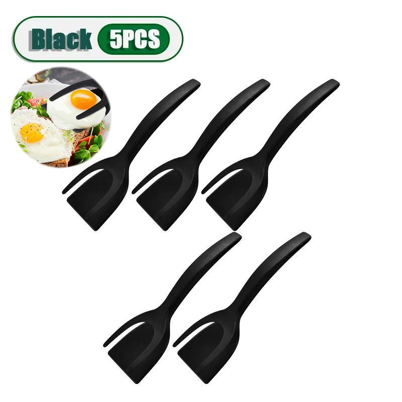 2 In 1 Nylon Grip Flip Tongs Egg Spatula Tongs Steak Spatula Tongs Clamp Pancake Fried Turners Kitchen Accessories