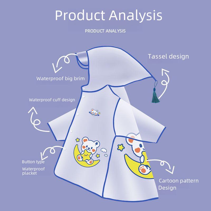 Impermeable de dibujos animados para niños: Engrosado, impermeable para niños y niñas de jardín de infantes y escuela primaria