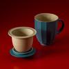 Wanqiantang Auspicious Ceramic Office Teacup with Vermilion Glaze